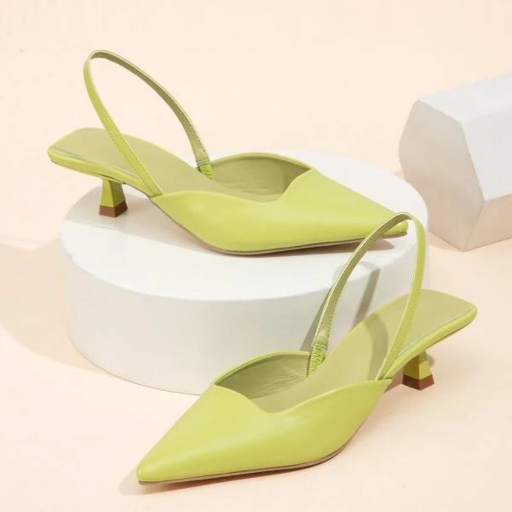 GUC Shein Pointed Toe, kitten Heel light green Slingback Pumps, Size 8 (no box)